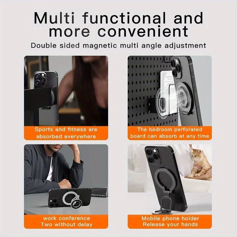Double Sided Phone Stand Magnetic Phone Ring Holder Kickstand Magnet Grip 360 Degree Rotation Magnet Finger Ring Support Cellphones Foldable Stand