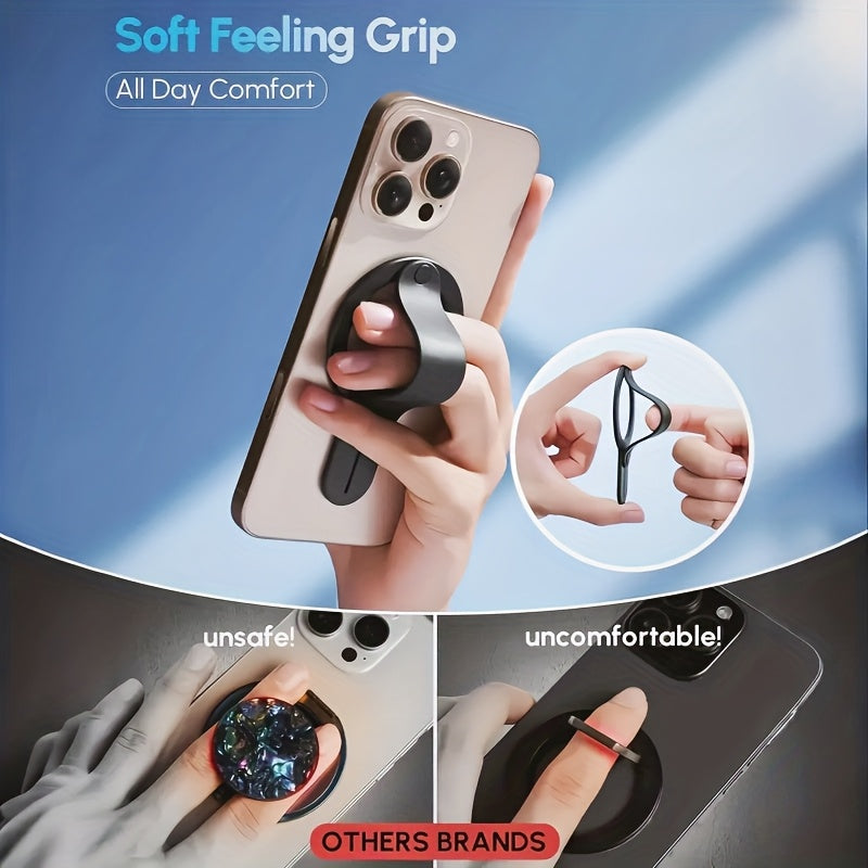 Magnetic detachable ring-shaped phone stand, comfortable finger fit, with magnetic adapter, universal portable anti-drop, compatible with wireless power banks