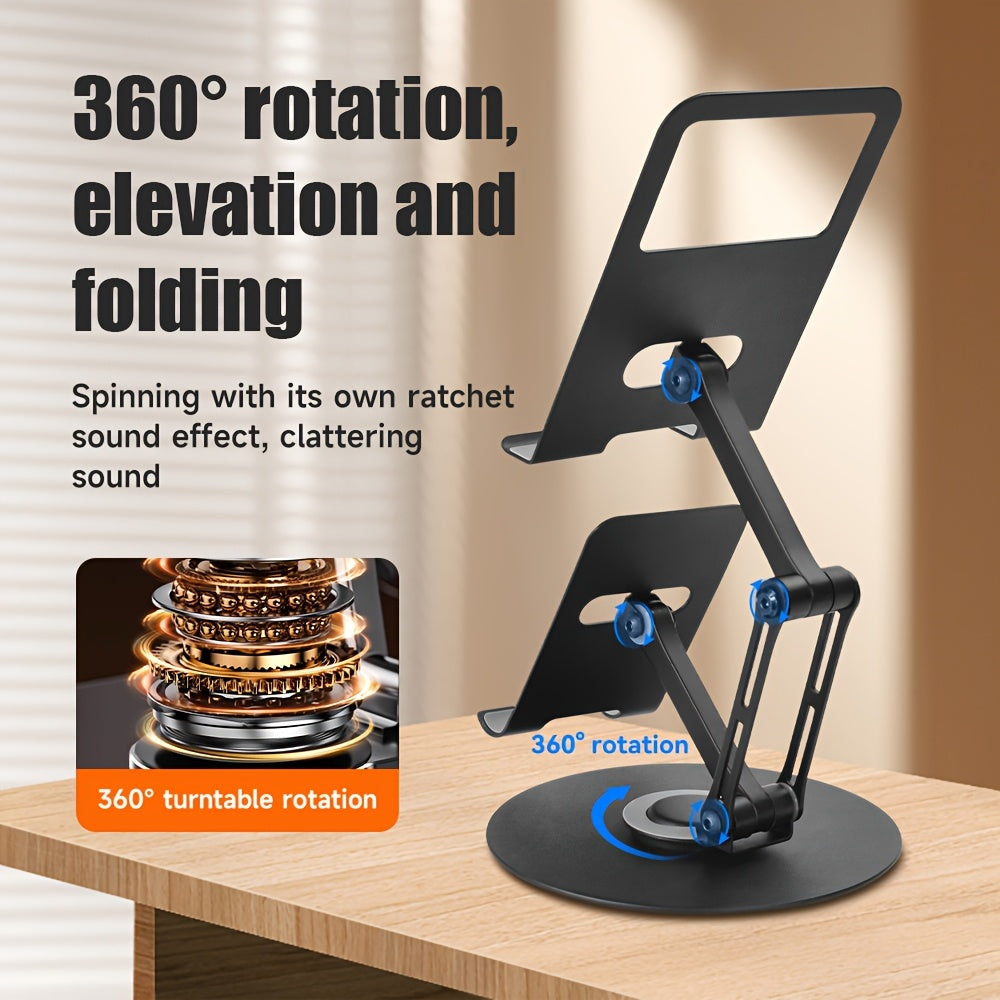Innovative Dual-Purpose Two-In-One Metal Rotating Stand • Suitable for Both Smartphones And Tablets • Multifunctional Carbon Steel Desktop Organizer