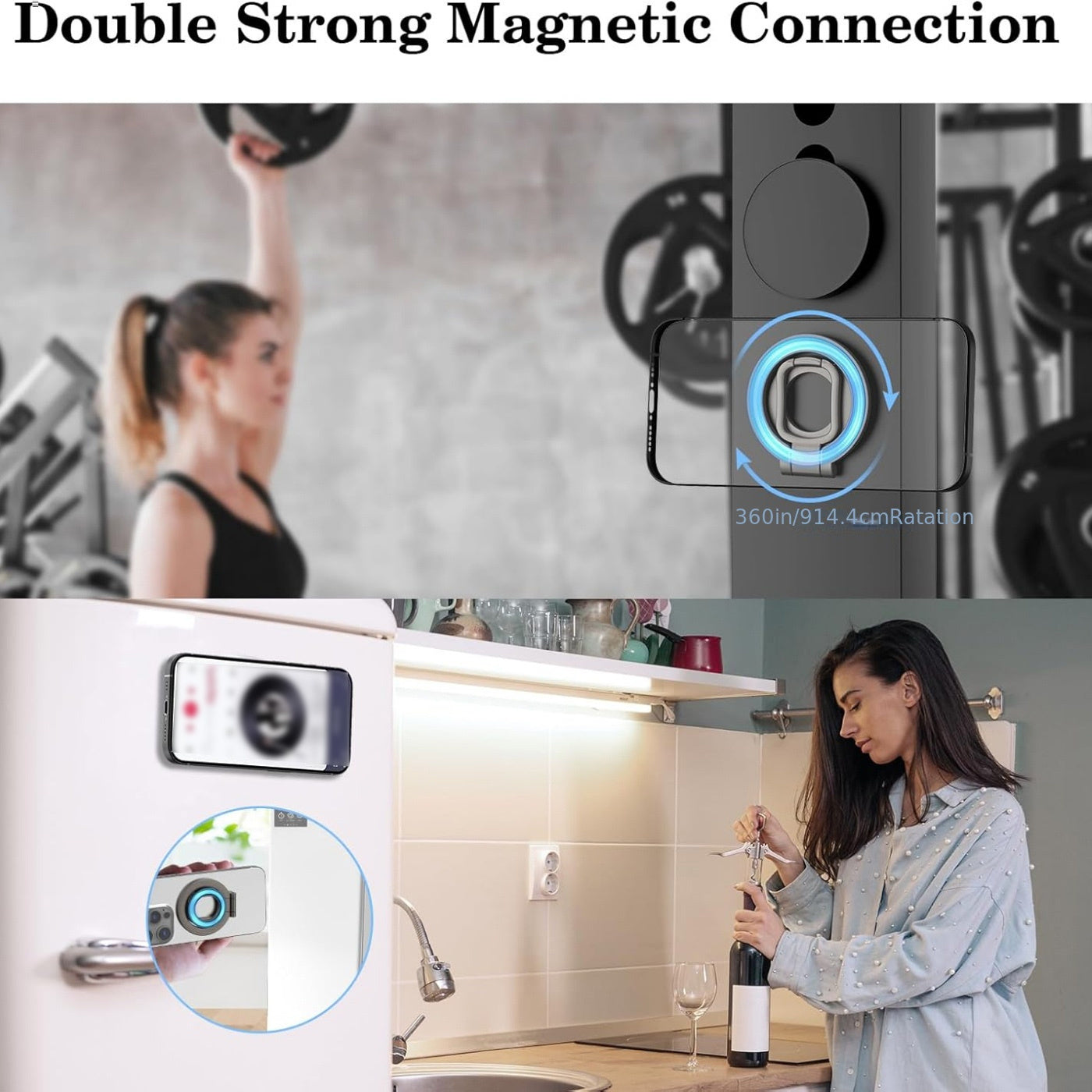 Double Sided Phone Stand Magnetic Phone Ring Holder Kickstand Magnet Grip 360 Degree Rotation Magnet Finger Ring Support Cellphones Foldable Stand
