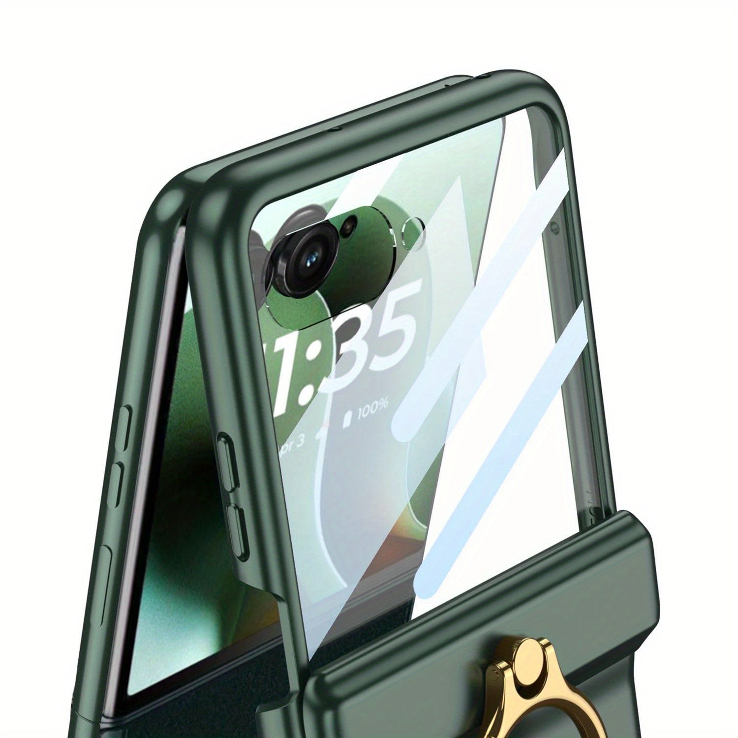 Luxury Solid Color Matte Sutitable for Motorola Razr 60 Ultra Case Magnetic Folding Hinge Ring Holder with Tempered Film Shockproof Cover