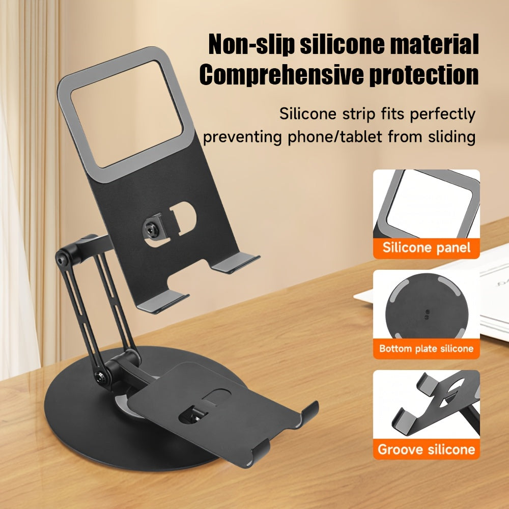Innovative Dual-Purpose Two-In-One Metal Rotating Stand • Suitable for Both Smartphones And Tablets • Multifunctional Carbon Steel Desktop Organizer