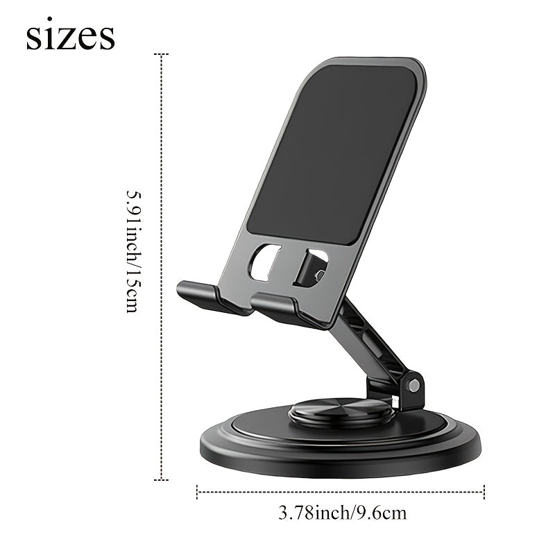 1pcsMultifunctional Carbon Steel Adjustable Desktop Phone Stand with 360-degree Rotation Design, Foldable and Portable, a Must-have Tool to Free Your Hands, Perfect for Christmas or New Year's Day Gifts