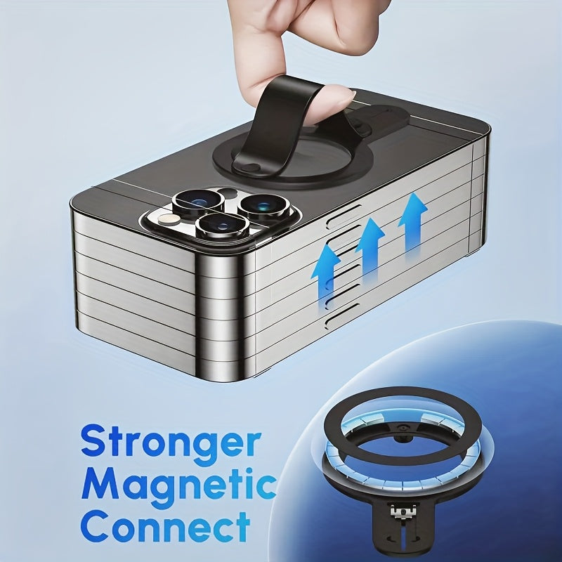 Magnetic detachable ring-shaped phone stand, comfortable finger fit, with magnetic adapter, universal portable anti-drop, compatible with wireless power banks