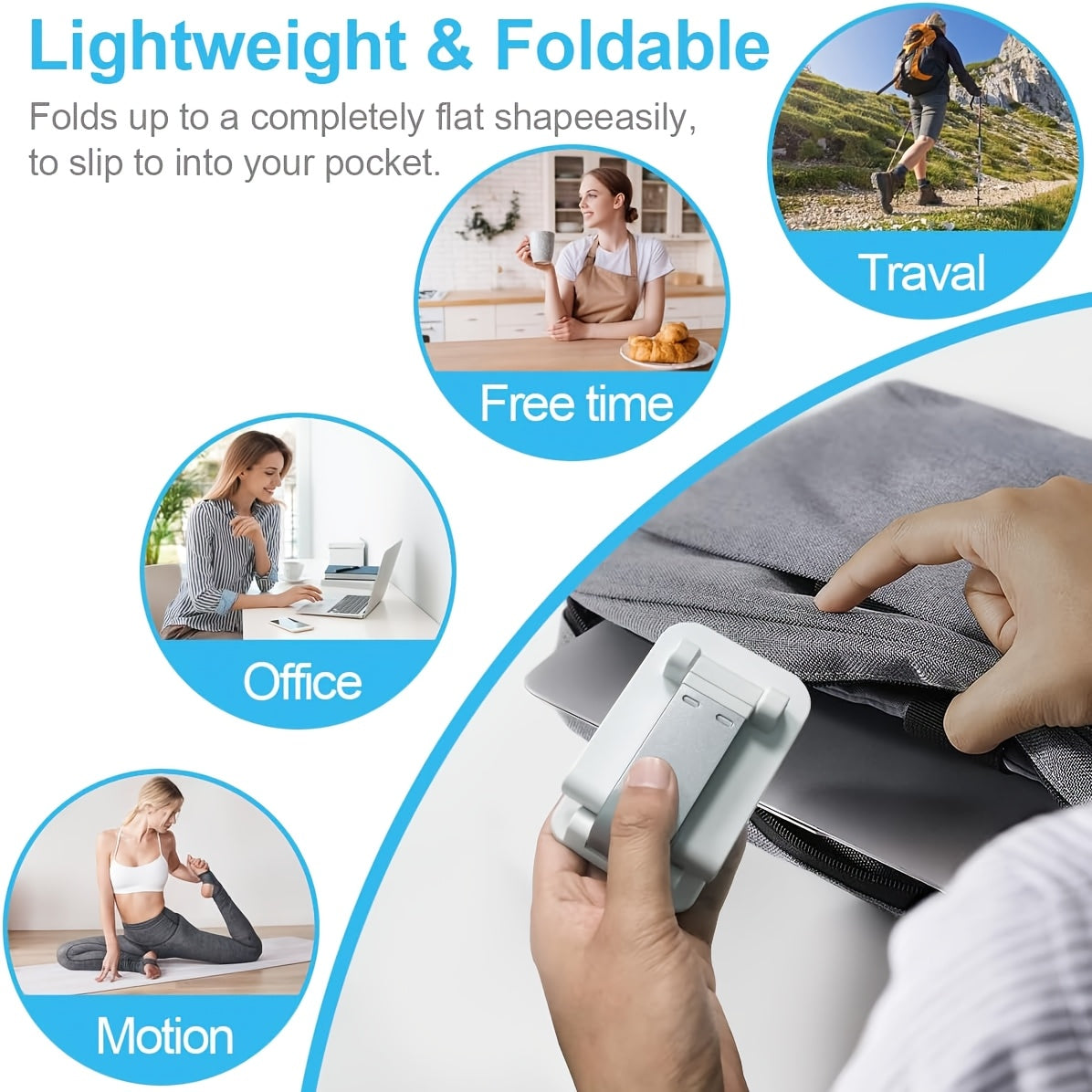 Foldable Cell Phone Stand \u002F Fully Adjustable Phone Holder \u002F Portable Mobile Stand \u002F Office Desk Accessories for iPhone 17 16 15 14 13 Pro Max Air, All Smartphones