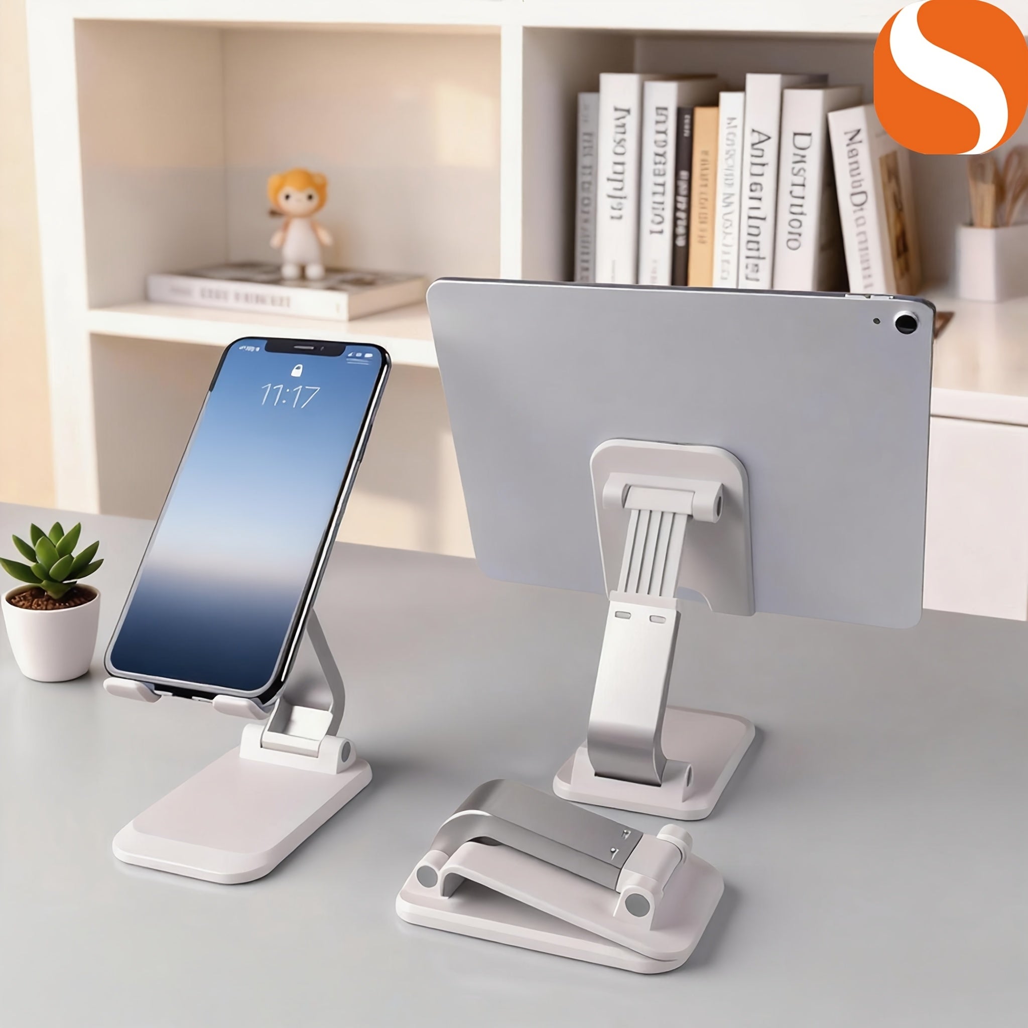 Foldable Cell Phone Stand \u002F Fully Adjustable Phone Holder \u002F Portable Mobile Stand \u002F Office Desk Accessories for iPhone 17 16 15 14 13 Pro Max Air, All Smartphones
