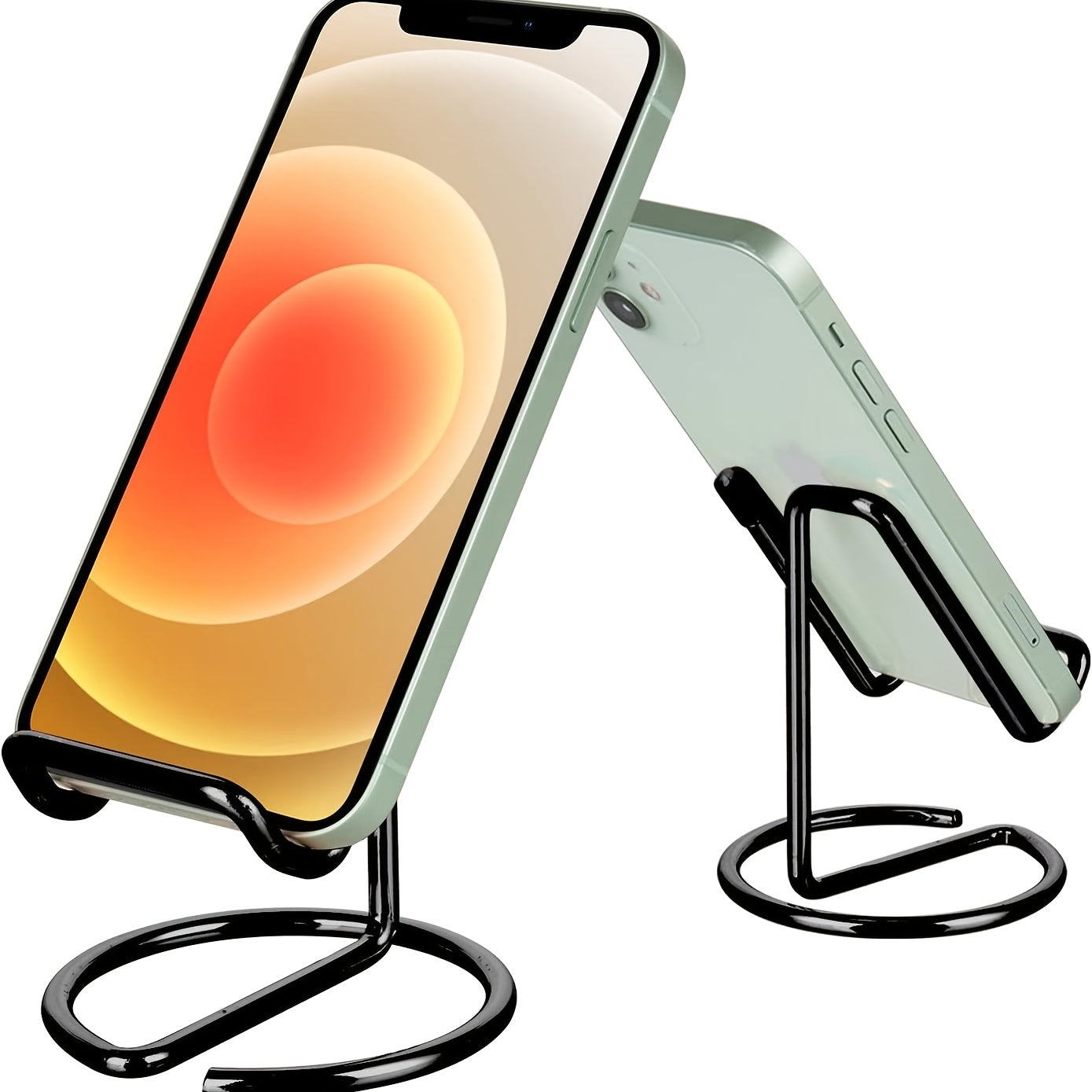 Cell Phone Stand for Desk, Cute Metal Silvery Cell Phone Stand Holder Desk Accessories, Compatible with All Mobile Phones, iPhone, iPad