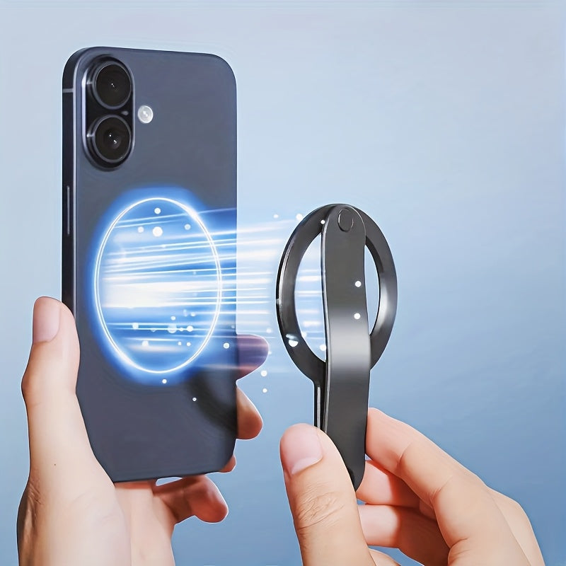 Magnetic detachable ring-shaped phone stand, comfortable finger fit, with magnetic adapter, universal portable anti-drop, compatible with wireless power banks
