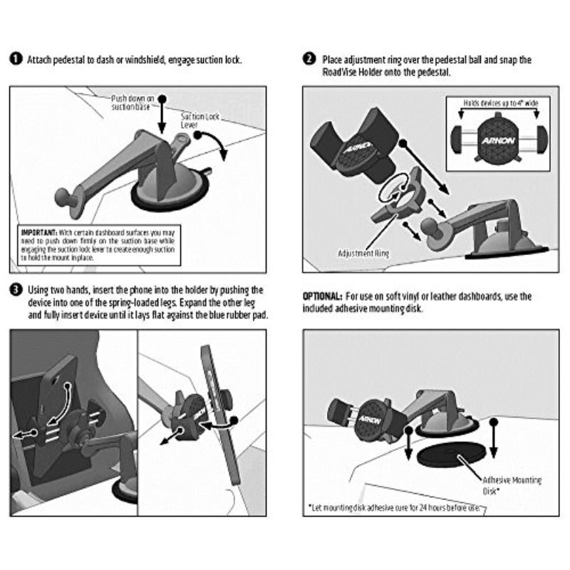 Mounts Sticky Suction Mount with RoadVise Phone Holder For Cars and Trucks Fully Adjustable with Powerful Suction Mount or Dash Mounting Fits iPhone Galaxy Note and more