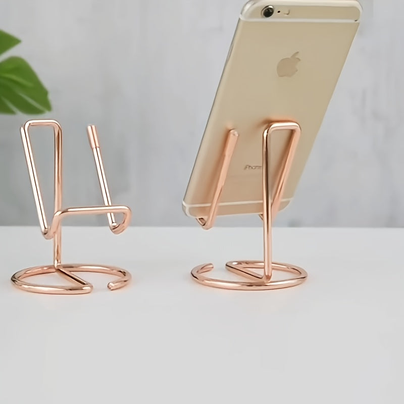 Cell Phone Stand for Desk, Cute Metal Silvery Cell Phone Stand Holder Desk Accessories, Compatible with All Mobile Phones, iPhone, iPad