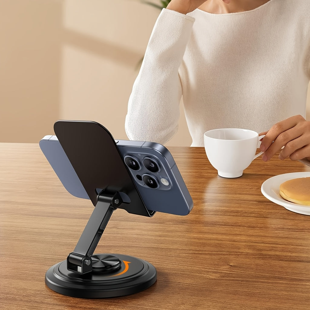 1pcsMultifunctional Carbon Steel Adjustable Desktop Phone Stand with 360-degree Rotation Design, Foldable and Portable, a Must-have Tool to Free Your Hands, Perfect for Christmas or New Year's Day Gifts