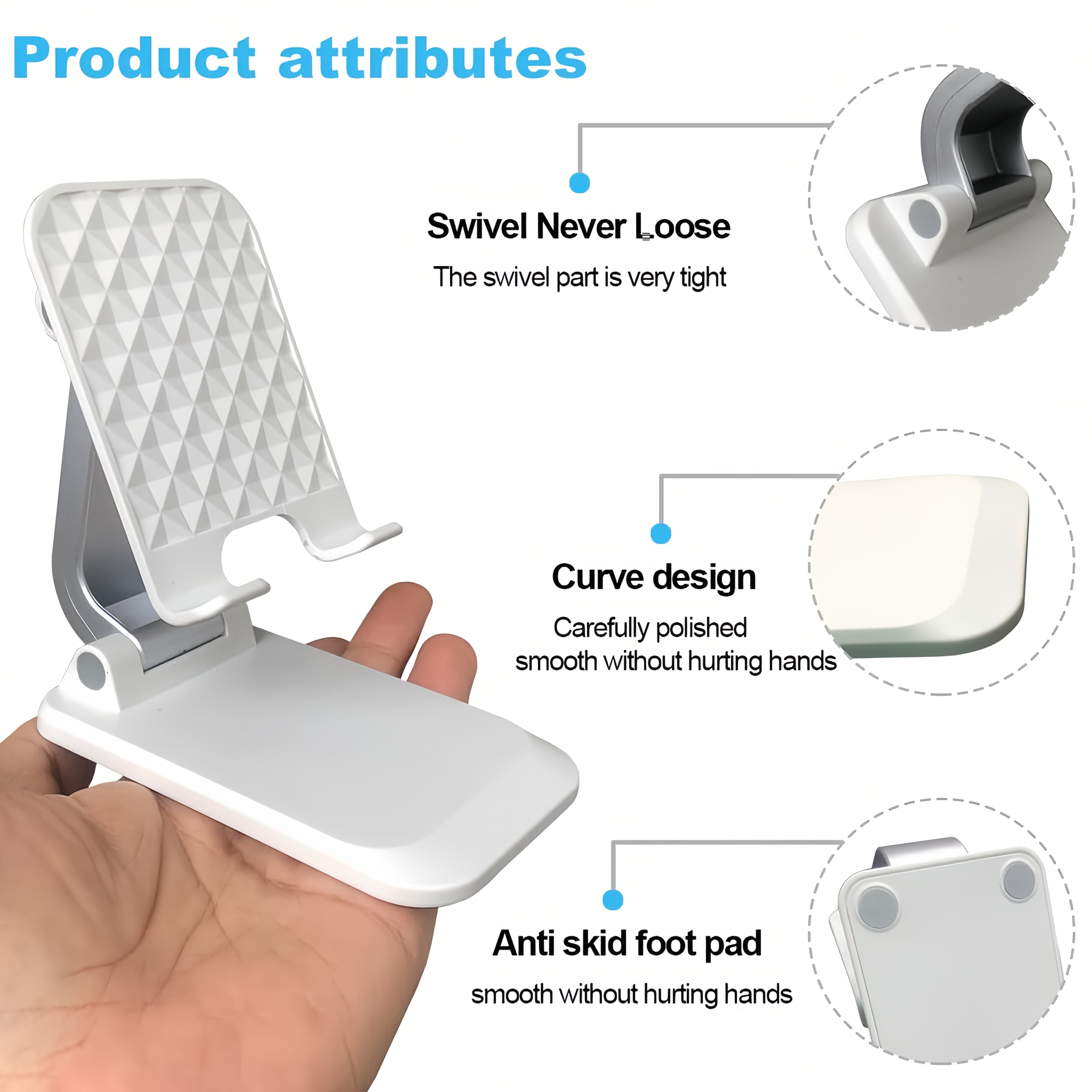 Foldable Cell Phone Stand \u002F Fully Adjustable Phone Holder \u002F Portable Mobile Stand \u002F Office Desk Accessories for iPhone 17 16 15 14 13 Pro Max Air, All Smartphones
