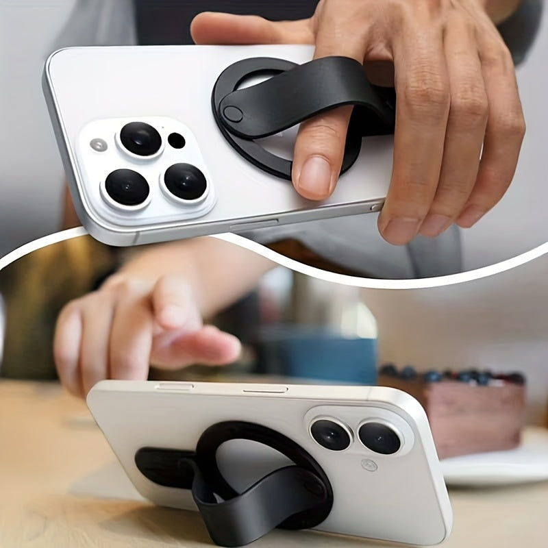 Magnetic detachable ring-shaped phone stand, comfortable finger fit, with magnetic adapter, universal portable anti-drop, compatible with wireless power banks