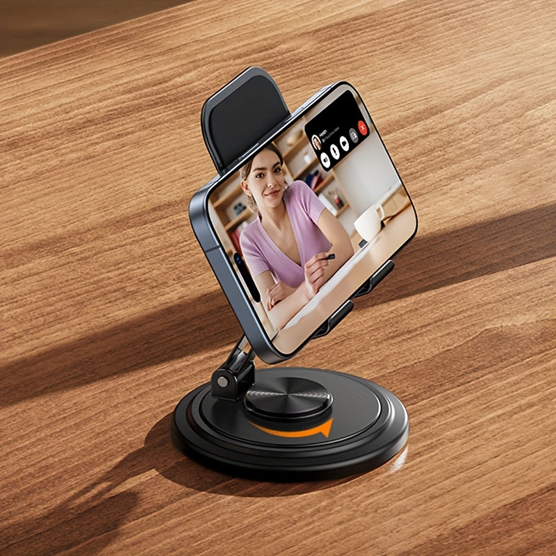 1pcsMultifunctional Carbon Steel Adjustable Desktop Phone Stand with 360-degree Rotation Design, Foldable and Portable, a Must-have Tool to Free Your Hands, Perfect for Christmas or New Year's Day Gifts